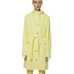RAINS Curve W Jacket Straw Yellow Raincoat XS Waterproof NWT